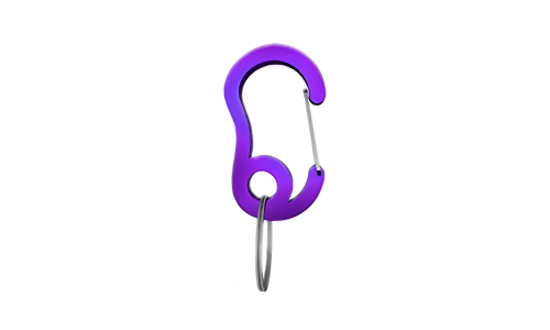 Mosquetón morado con anilla pequeña, duradero, 13x22mm, para sujetar chapas o accesorios a los collares.