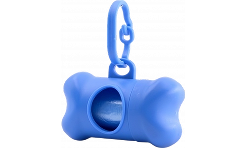 Dispensador Bolsas Caca Perro Dispensador azul en forma de hueso para bolsas de perro, práctico para dueños, se acopla fácilmente a correas.