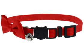Elegante Collar Breakaway Gato con Pajarita Collar rojo para gatos con lazo elegante, cierre de seguridad, ajustable, ligero y con cascabel para encanto y seguridad.