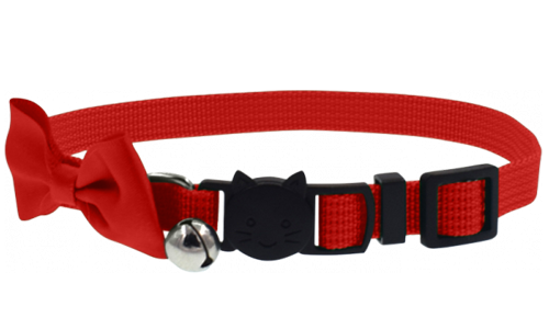 Elegante Collar Breakaway Gato con Pajarita Collar rojo para gatos con lazo elegante, cierre de seguridad, ajustable, ligero y con cascabel para encanto y seguridad.