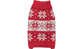 Jersey de Invierno Estampado para Perro Suéter rojo de invierno para perros con patrón de copos de nieve blancos, lavable, flexibilidad ligera para fácil movimiento.