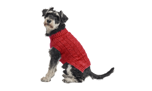 Suéter rojo de algodón para perros con patrón de punto trenzado, protección extra, mantiene a los perros acogidos en el frío.
