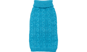 Jersey de Algodón Cálido para Perro Suéter azul de algodón para perros con patrón de punto trenzado, protección extra, material de algodón de alta calidad.