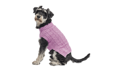 Suéter rosa de algodón para perros con patrón de punto trenzado, protección extra, mantiene a los perros acogidos en el frío.