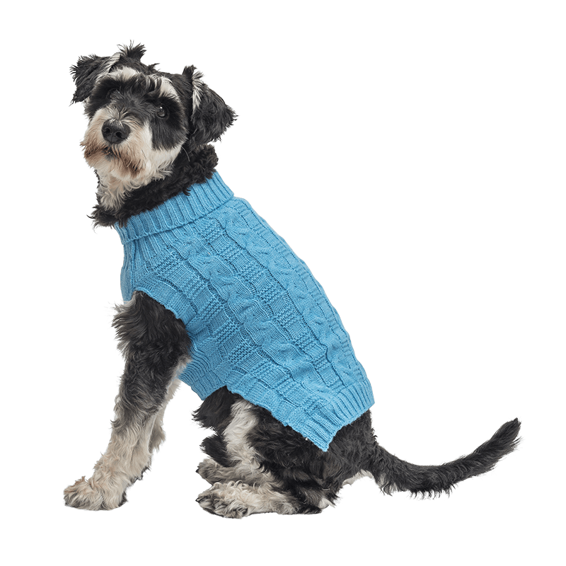Jersey de Algodón Cálido para Perro Suéter azul de algodón para perros con patrón de punto trenzado, protección extra, mantiene a los perros acogidos en el frío.