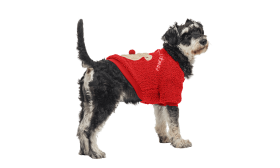 Abrigo Navideño con Botones para Perro Abrigo navideño rojo para perros con diseño de oso esponjoso en la parte trasera, con botones, lavable, cálido y elegante.