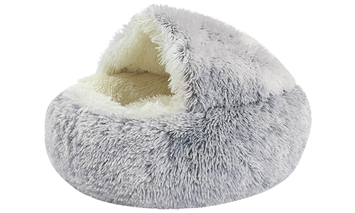 Cama para mascotas tipo zapatilla Cama para mascotas en forma de zapatilla gris con interior esponjoso, material suave, perfecta para un descanso cómodo.