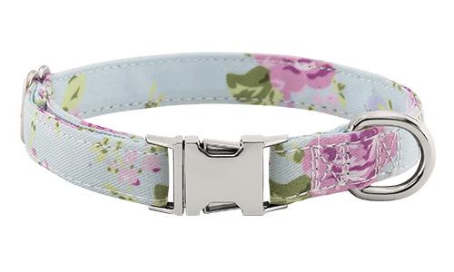 Collar de Perro con Hebilla Grabada Collar floral pastel para perros con hebilla metálica para grabar el nombre, 27 - 40cm de largo, con anilla en D.