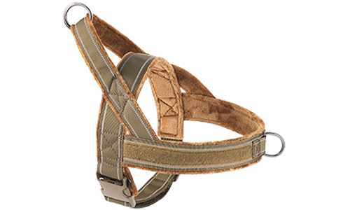 Arnés reflectante acolchado suave para perros sin tirones Arnés reflectante marrón acolchado suave para perros con diseño sin tirón, mayor visibilidad con correas ajustables.