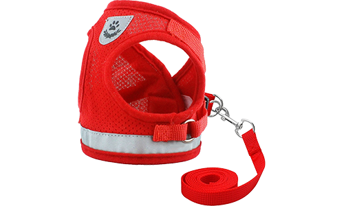 Chaleco Arnés Reflectante para Perros con Correa a juego Arnés reflectante rojo para perro con correa a juego, ligero, con tela de malla transpirable para un ajuste cómodo.