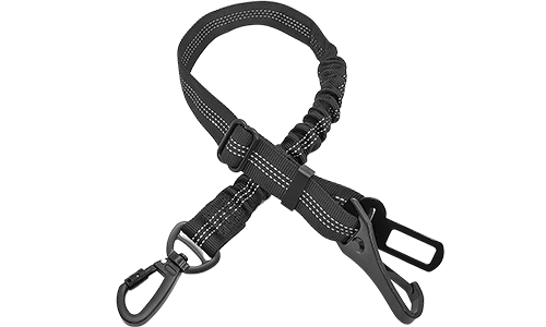 Correa reflectante de seguridad para el coche Correa de seguridad reflectante negra para perros, 55 - 65 cm de largo, correa ajustable, material reflectante visible.
