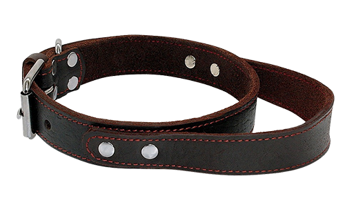 Collar de Perro de Cuero auténtico Táctico Collar de cuero genuino marrón para perros con asa de fácil agarre, duradero y fuerte, con hebilla ajustable.