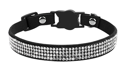 Collar de gato de lujo con cristales Collar para gato negro de lujo con cristales, ajustable y ligero para comodidad, hebilla en forma de gato y campanita.
