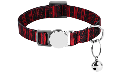 Collar para gato de cuadros con hebilla metálica, ligero para comodidad, ajustable fácilmente con campanita plateada.