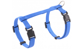 Arnés para Gatos Arnés para gato azul con correas ajustables y D-ring metálico resistente para sujeción, seguro y cómodo.