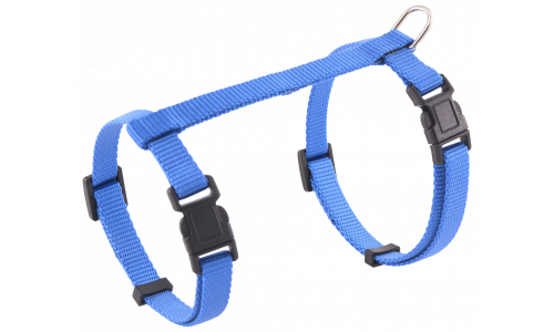 Arnés para Gatos Arnés para gato azul con correas ajustables y D-ring metálico resistente para sujeción, seguro y cómodo.