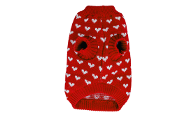 Jersey estampado con corazones para perros y gatos Perro con suéter rojo acogedor con patrones de corazones blancos, ajuste cálido y ajustado, fibras acrílicas de alta calidad.