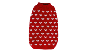 Jersey estampado con corazones para perros y gatos Perro con suéter rojo acogedor con patrones de corazones blancos, ligero y cómodo para que lo use la mascota.