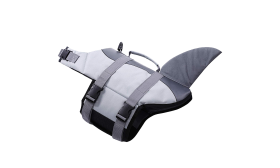 Chaleco Salvavidas Para Perros de Tiburón Chaleco salvavidas para perro con tema de tiburón, correas seguras, diseño ajustable, adecuado para perros.