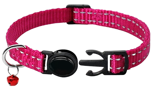 Collar reflectante para gatos Collar para gato rosa reflectante, duradero y fuerte, material reflectante y ligero.