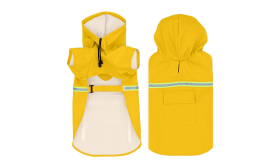 Impermeable para Perro con Franja Reflectante Shiba Inu con impermeable amarillo con tiras reflectantes, fácil de poner y quitar, con bolsillo para almacenamiento.