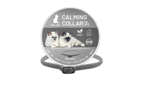Collar calmante para gatos con ingredientes naturales, diseñado para cuellos hasta 48 cm, hasta 60 días de alivio.