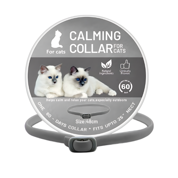 Collar Calmante para Gatos que Alivia la Ansiedad Collar calmante para gatos con ingredientes naturales, diseñado para cuellos hasta 48 cm, hasta 60 días de alivio.