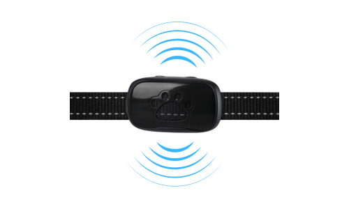 Collar anti-ladridos sin descarga con diseño de huella, detección de sonido y vibración para control humano del ladrido.