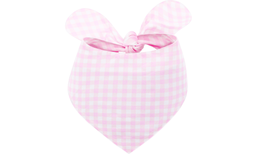 Bandana para perro a cuadros rosa y blanca con nudo, fácil de lavar, hecha de tela ligera 100% algodón.