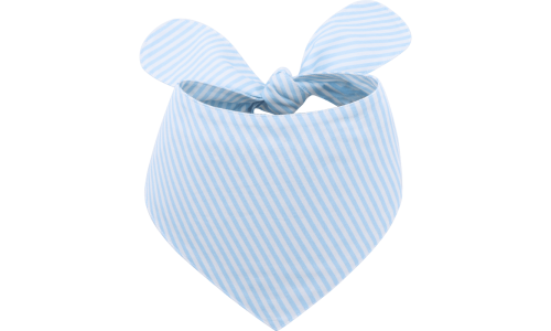 Bandana para perro a rayas azul y blanca con nudo, fácil de lavar, hecha de tela ligera 100% algodón.