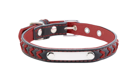 Collar Trenzado con Grabado Collar trenzado rojo para perros con placa de identificación para grabar el nombre, 10.6 - 13.4 de largo.