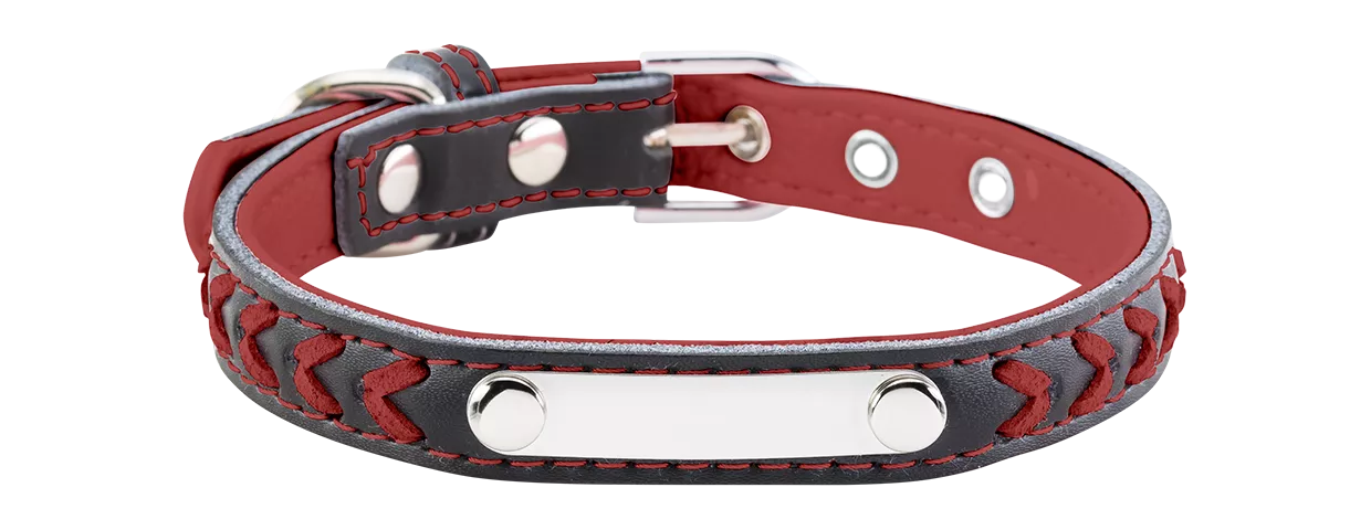 Collar Trenzado con Grabado Collar trenzado rojo para perros con placa de identificación para grabar el nombre, 10.6 - 13.4 de largo.