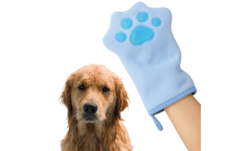 Manopla Toalla de Microfibra para Mascotas – Guante Secador de Coral Fleece para Perros y Gatos