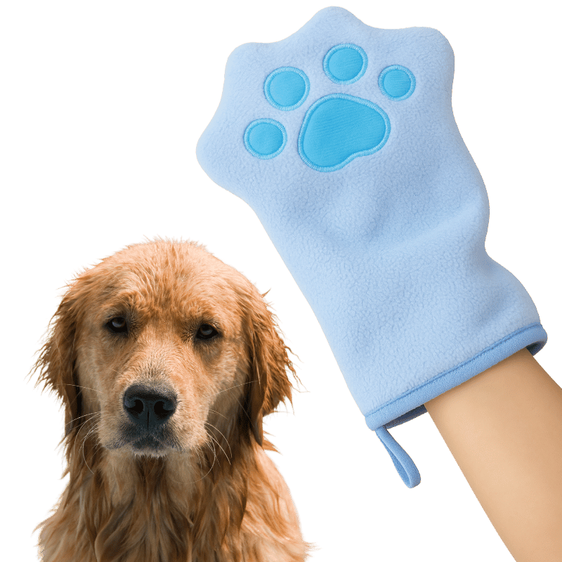 Manopla Toalla de Microfibra para Mascotas – Guante Secador de Coral Fleece para Perros y Gatos