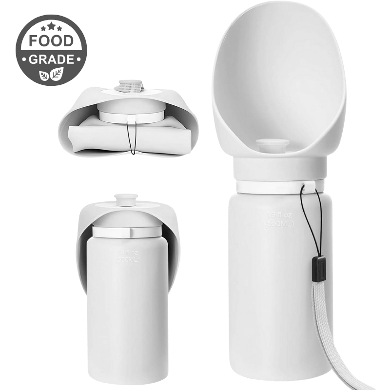 Botella de Agua plegable para perros de 550 ml – Cuenco de viaje para mascotas de silicona apta para uso alimentario