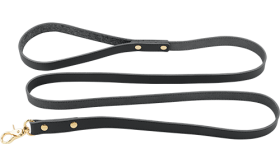 Correa Perro de Cuero Auténtico de Alta Calidad Correa de cuero negro de alta calidad para perros, 120cm, con clip dorado resistente, fácil de enganchar.