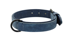Collar para Perro Collar azul de terciopelo de lujo con forro interior suave, 35-37cm de largo y 1.7cm de ancho, para comodidad y durabilidad.