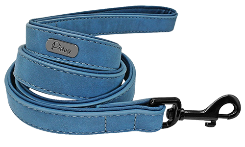 Correa Perro Terciopelo de Lujo Correa azul de terciopelo de lujo, 120cm, fácil de agarrar, con cierre negro resistente, ideal para paseos cómodos.