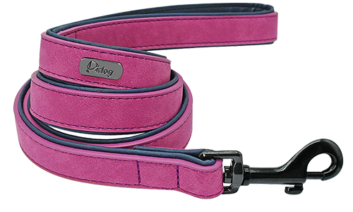 Correa rosa de terciopelo de lujo, 120cm, fácil de agarrar, con cierre negro resistente, ideal para paseos cómodos.