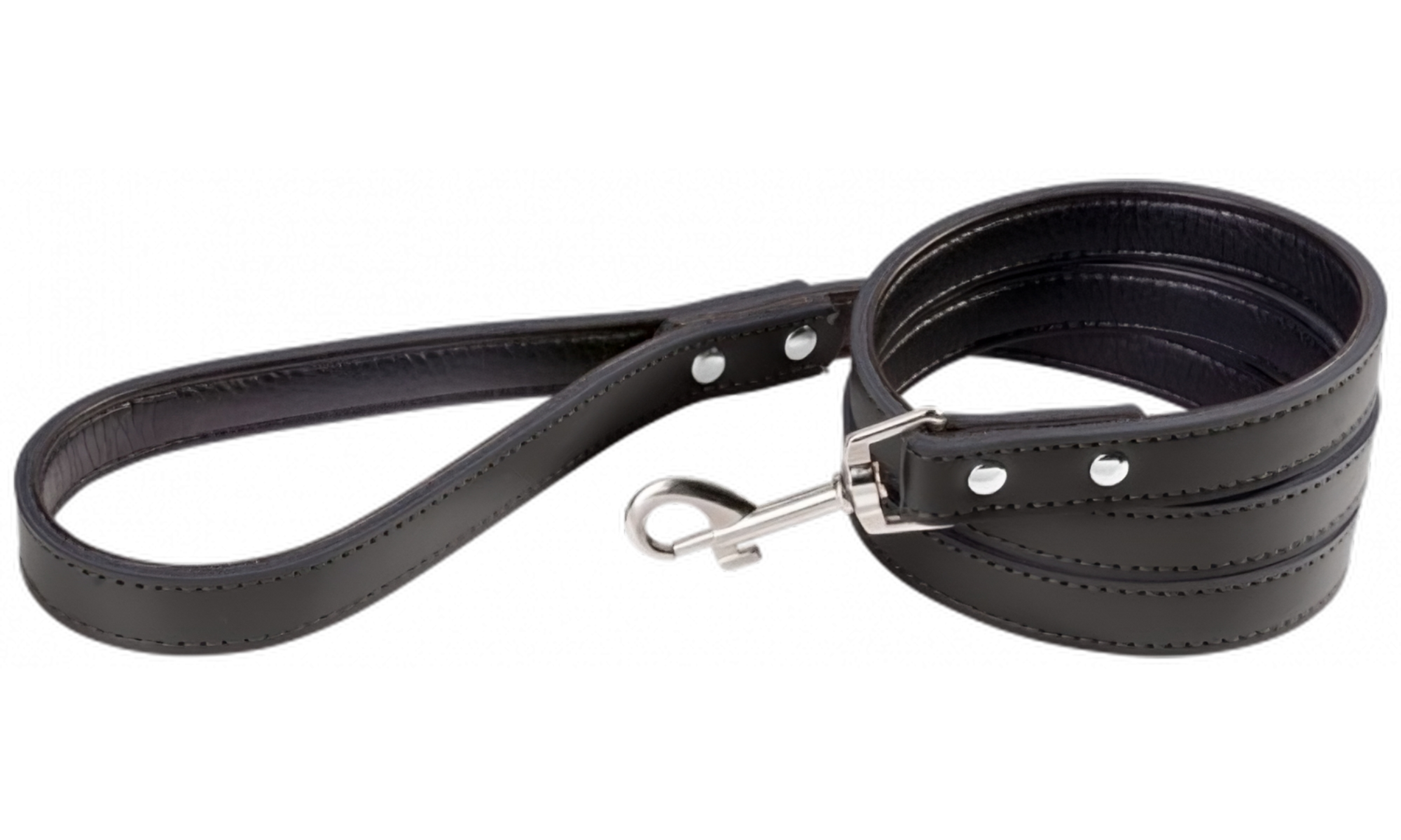 Correa de Cuero para Perro Correa negra de cuero para perros, 1.5m, talla grande, costuras resistentes, cierre duradero y acolchado de cuero genuino.