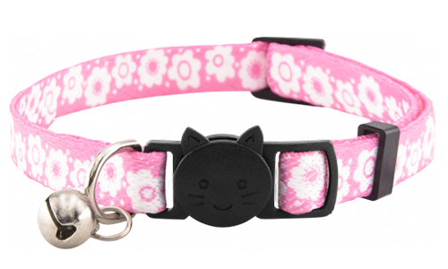 Collar para gatos con diseño floral colorido y cascabel, ajustable, ligero, seguro y elegante.
